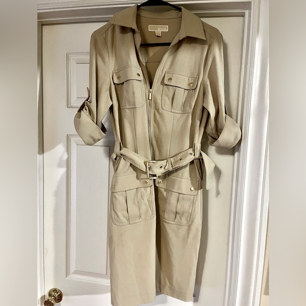 Michael Kors Belted Khaki Utility Dress